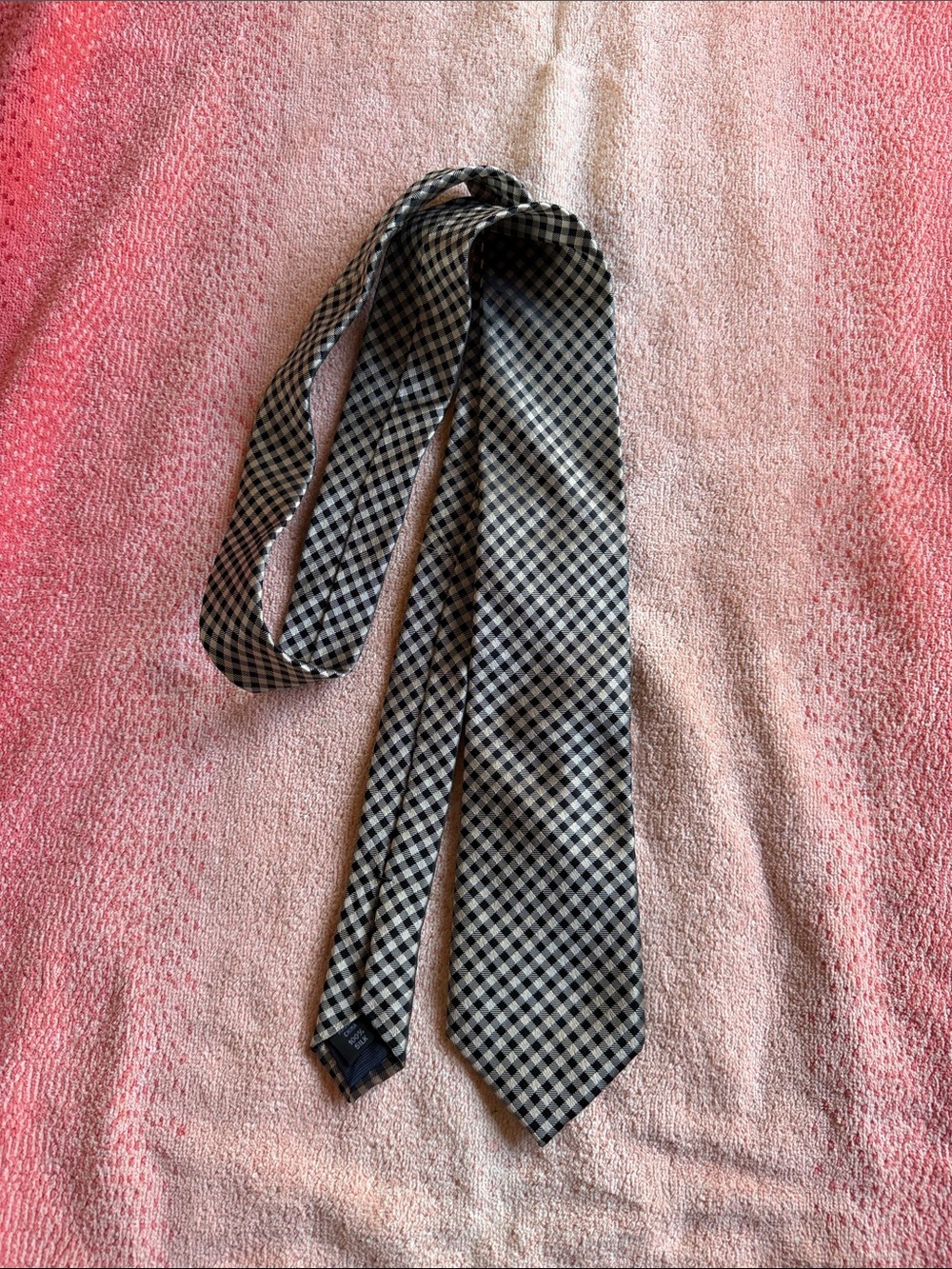 MICHAEL Michael Kors Black and White Checked Silk Tie